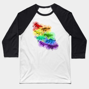 Rainbow Dinosaurs Baseball T-Shirt